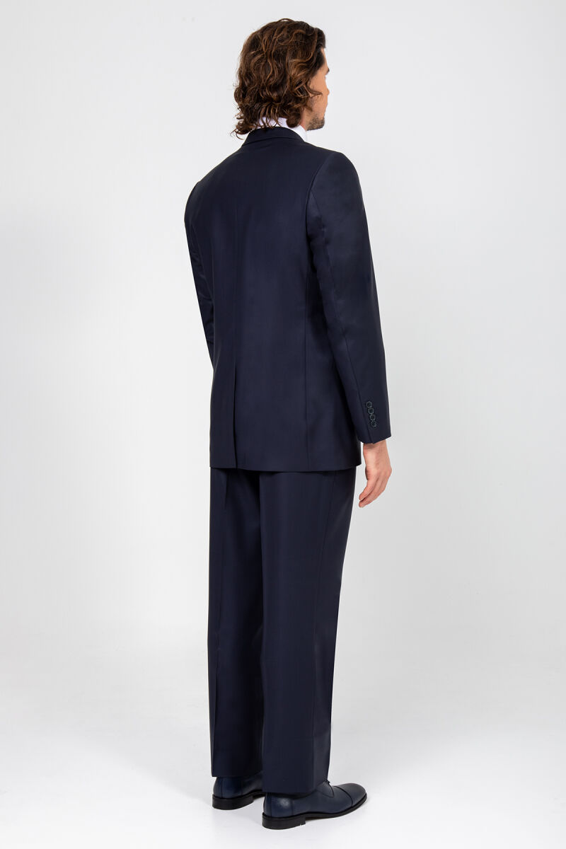 Erkek Açık Lacivert Klasik Puntolu Takım Elbise - 5