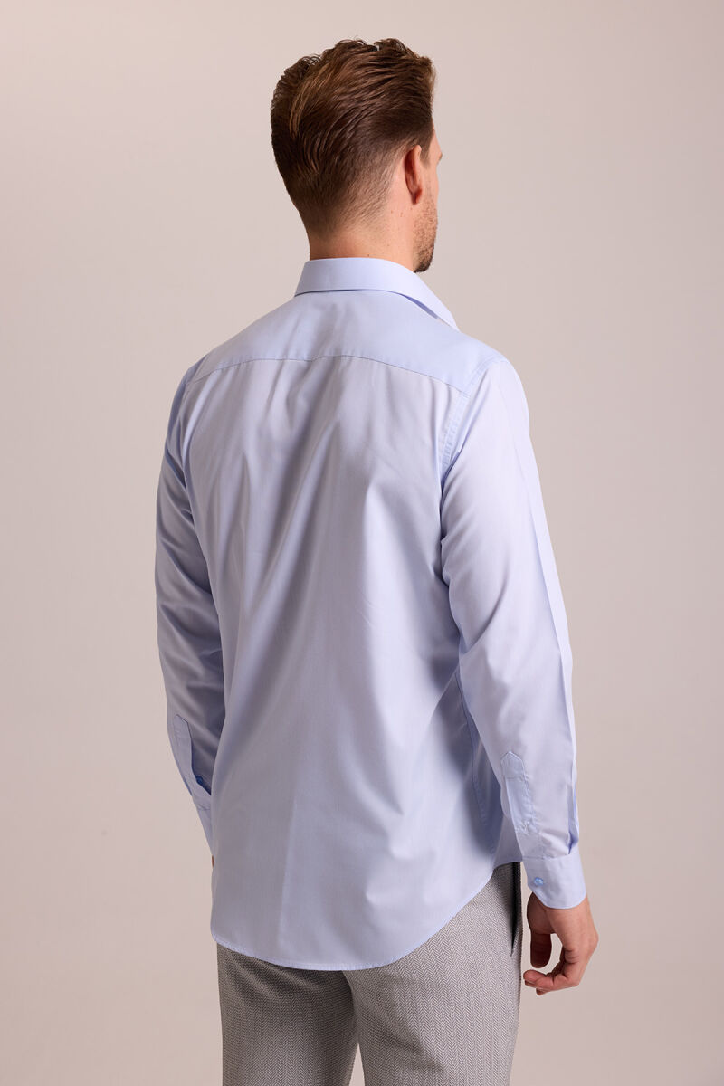 Erkek Açık Mavi Regular Fit Uzun Kollu Pamuklu Gömlek - 5