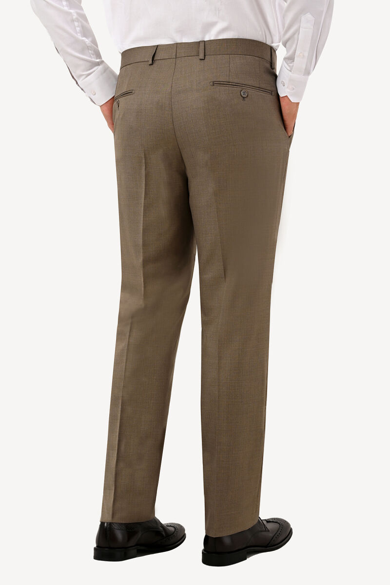 Erkek Bej Yünlü Klasik Kumaş Pantolon - 3