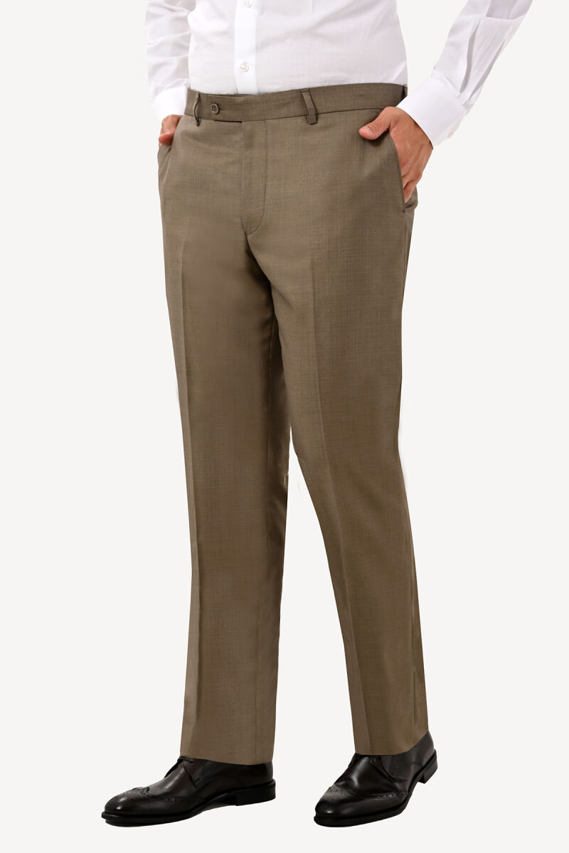 Erkek Bej Yünlü Klasik Kumaş Pantolon - 1