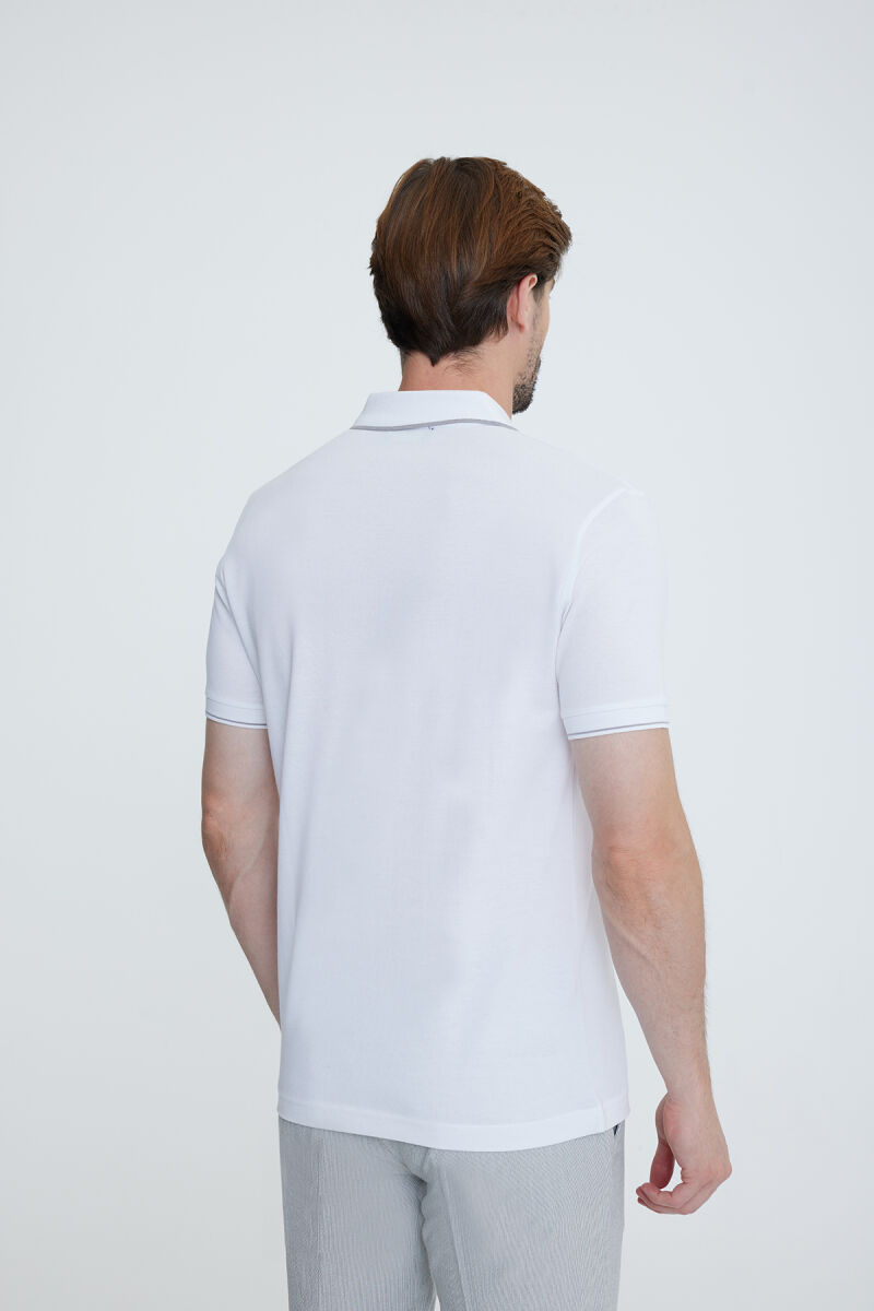 Erkek Beyaz Polo Yaka T-shirt - 6