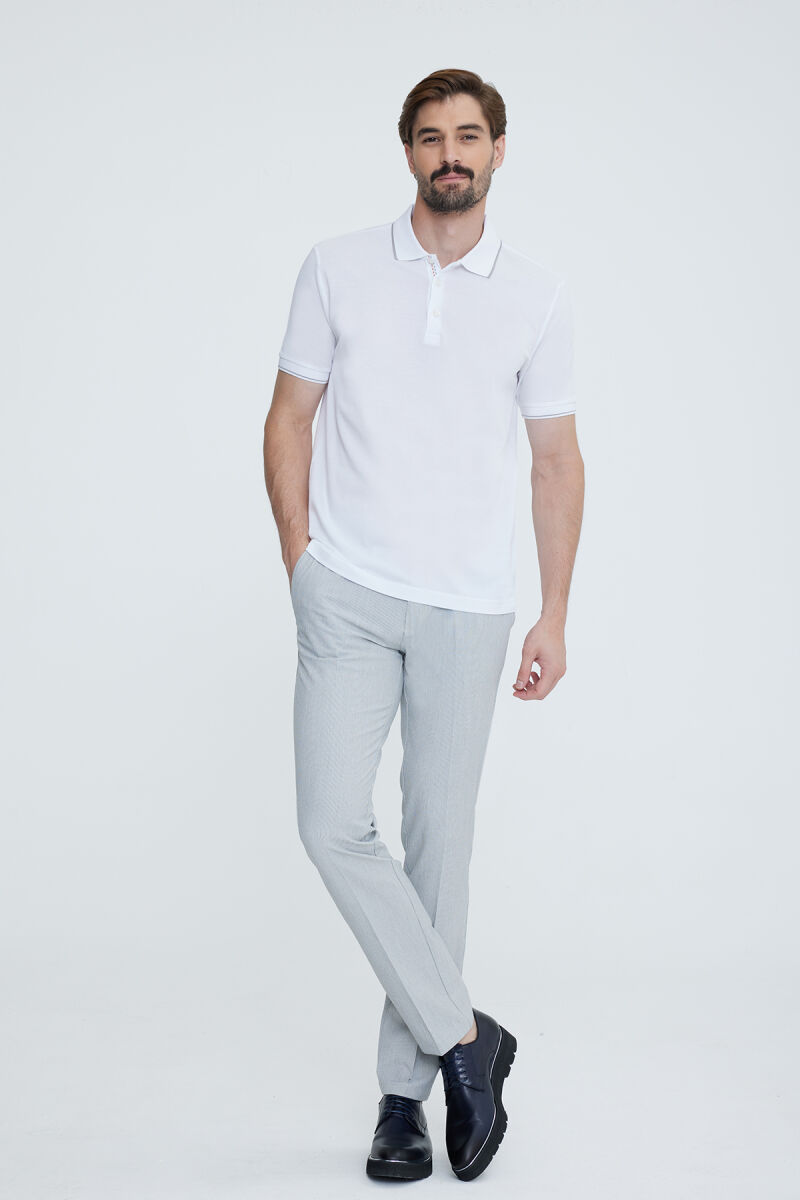 Erkek Beyaz Polo Yaka T-shirt - 4