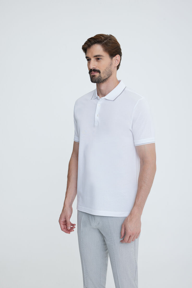 Erkek Beyaz Polo Yaka T-shirt - 2