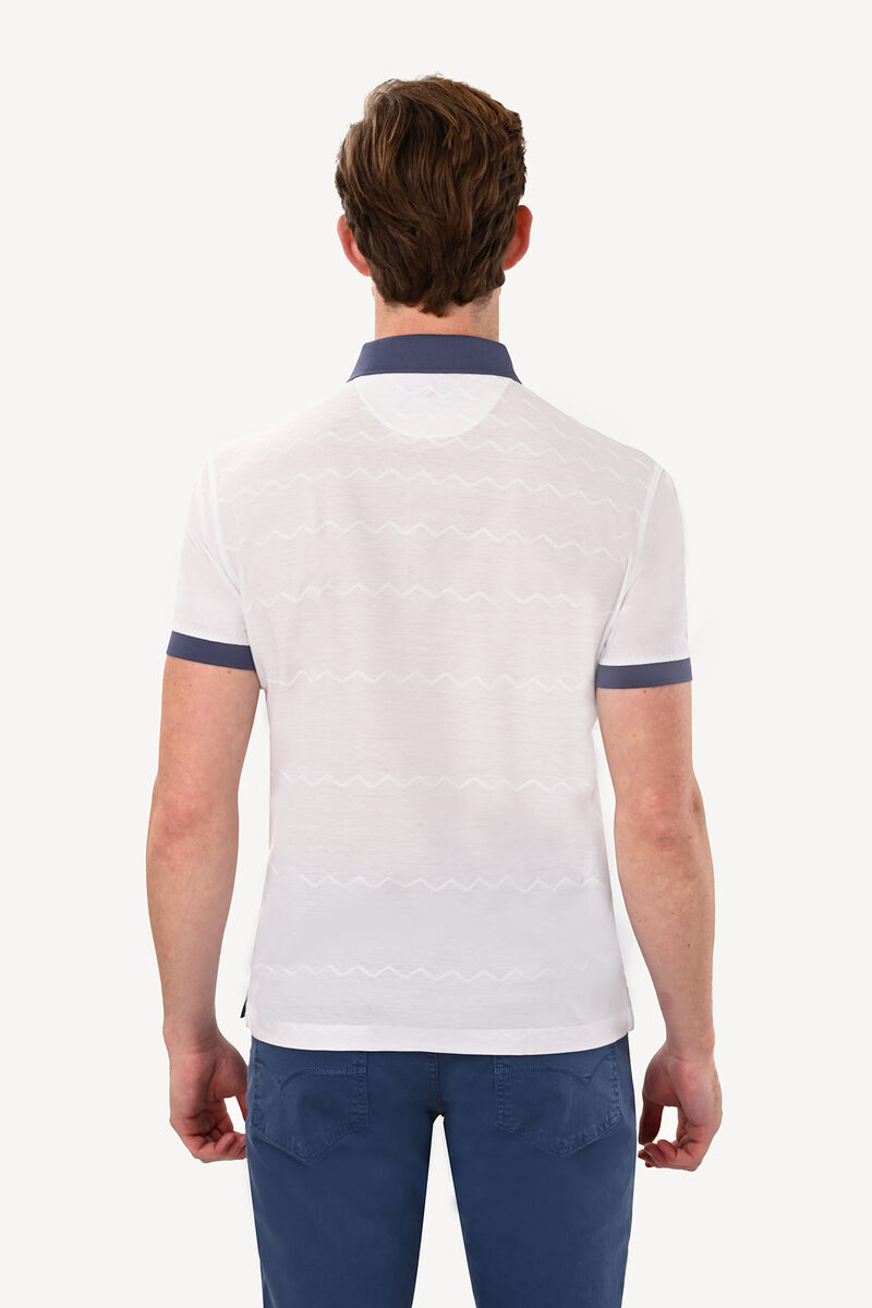 Erkek Beyaz Regular Fit Polo Yaka Desenli Tshirt - 5