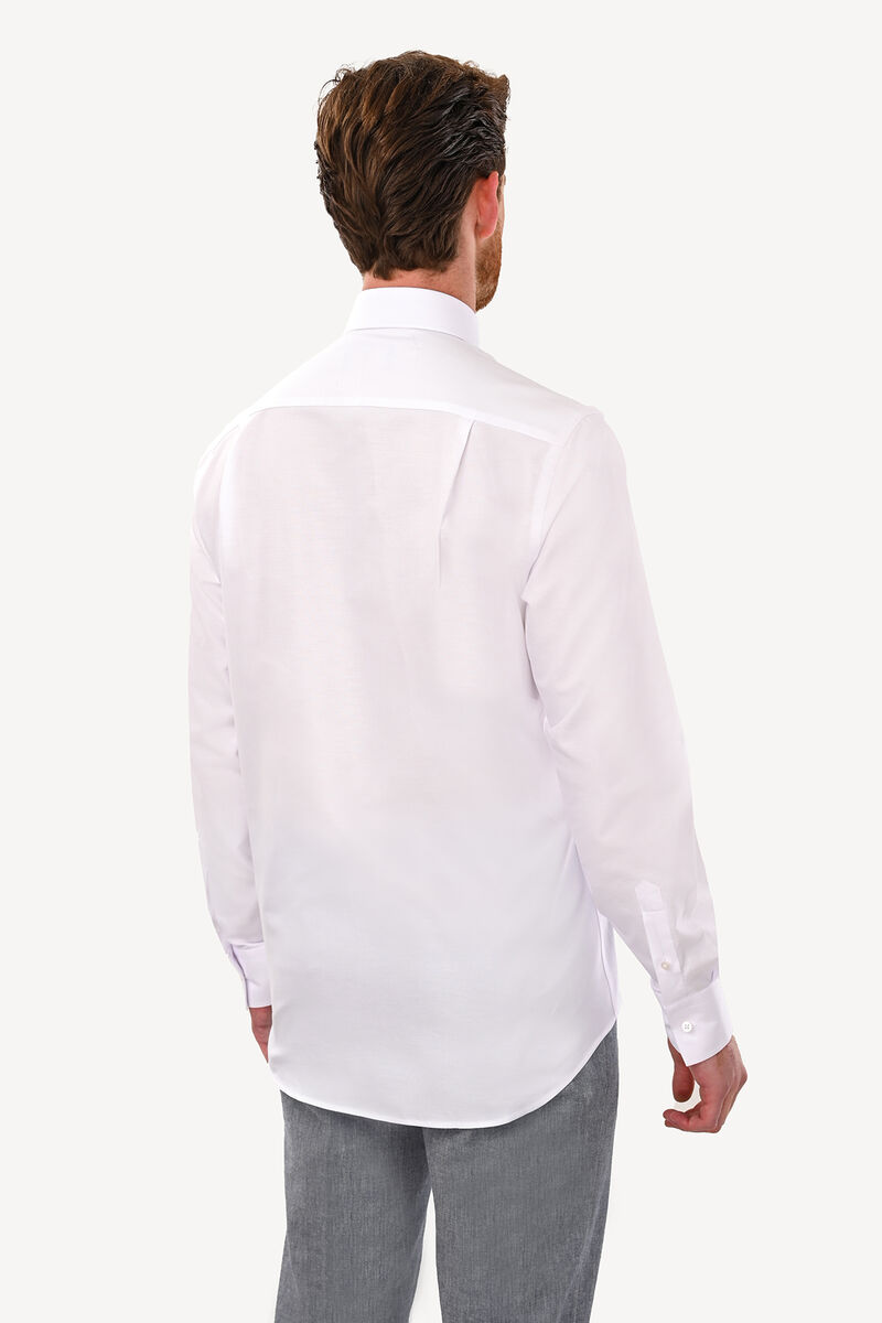Erkek Beyaz Uzun Kol Klasik Oxfortl Gömlek - 5