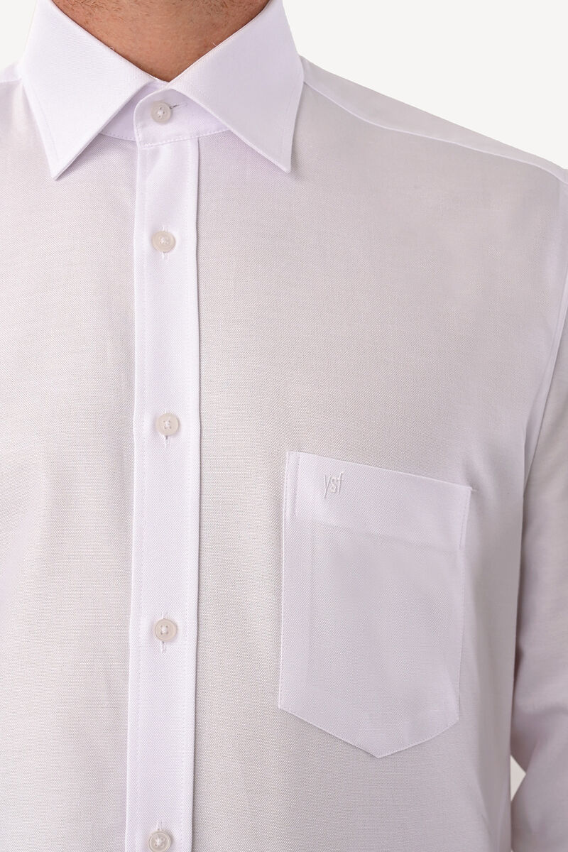 Erkek Beyaz Uzun Kol Klasik Oxfortl Gömlek - 4