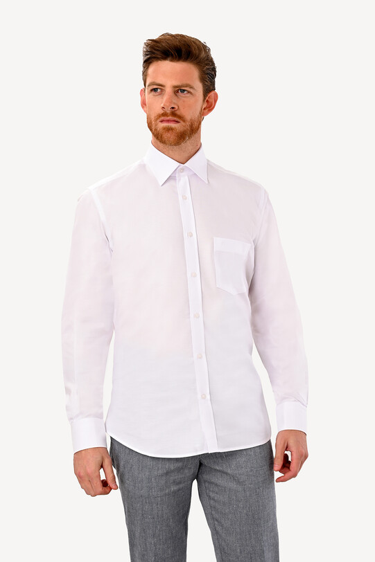Erkek Beyaz Uzun Kol Klasik Oxfortl Gömlek