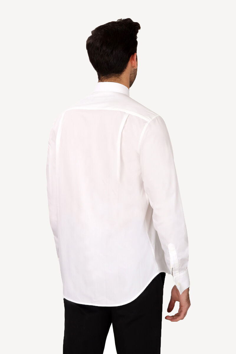 Erkek Beyaz Uzun Kol Klasik Saten Gömlek - 4