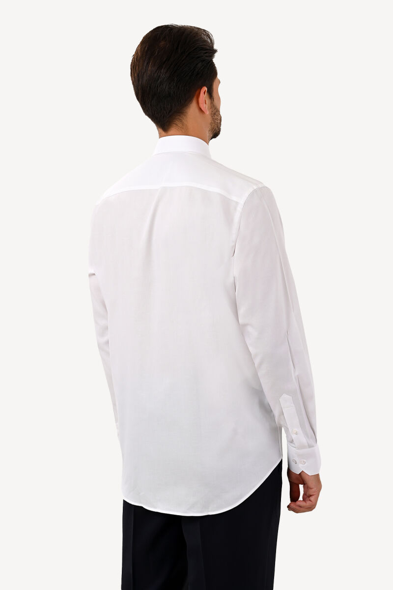 Erkek Beyaz Uzun Kol Regular Fit Gömlek - 5