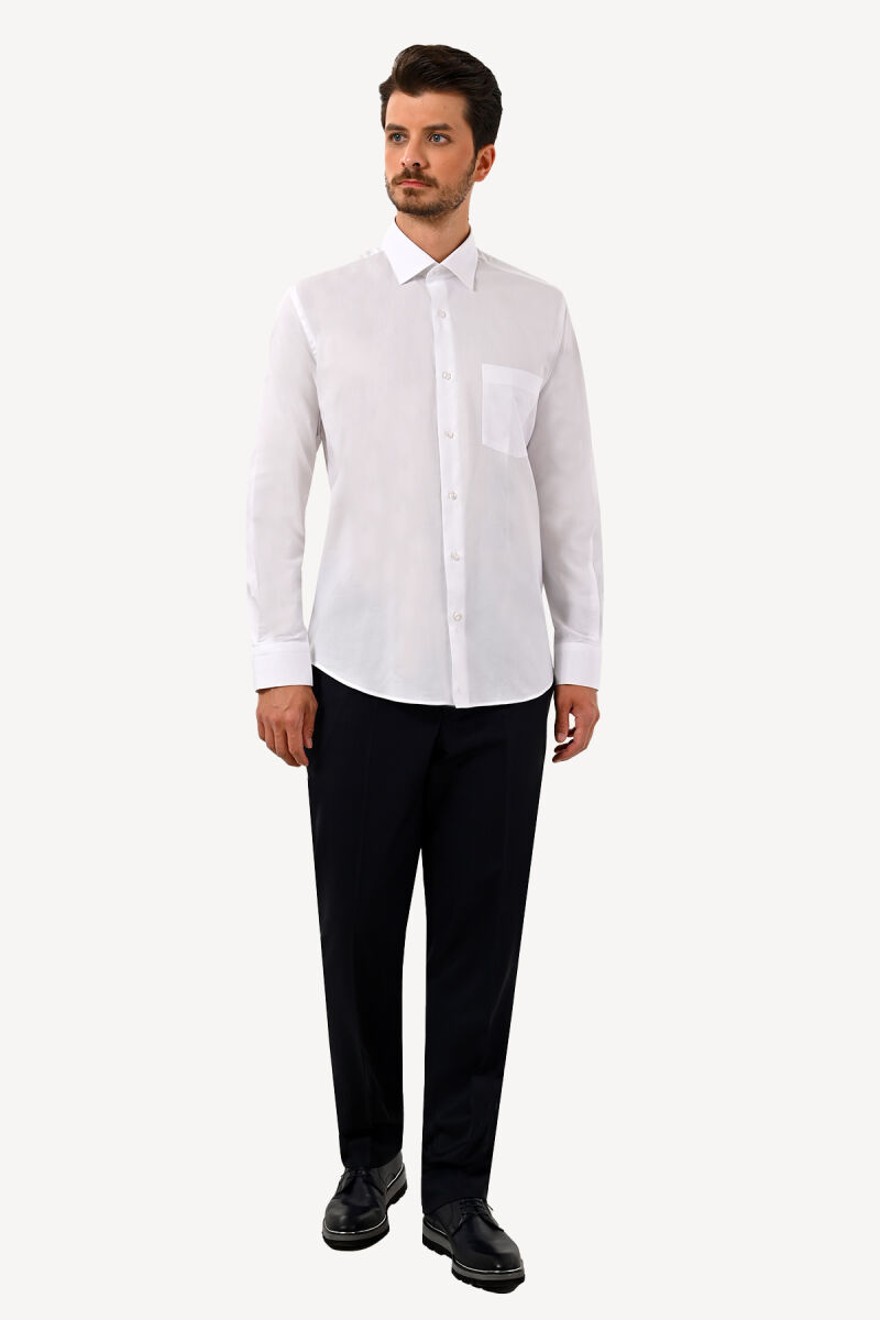 Erkek Beyaz Uzun Kol Regular Fit Gömlek - 2