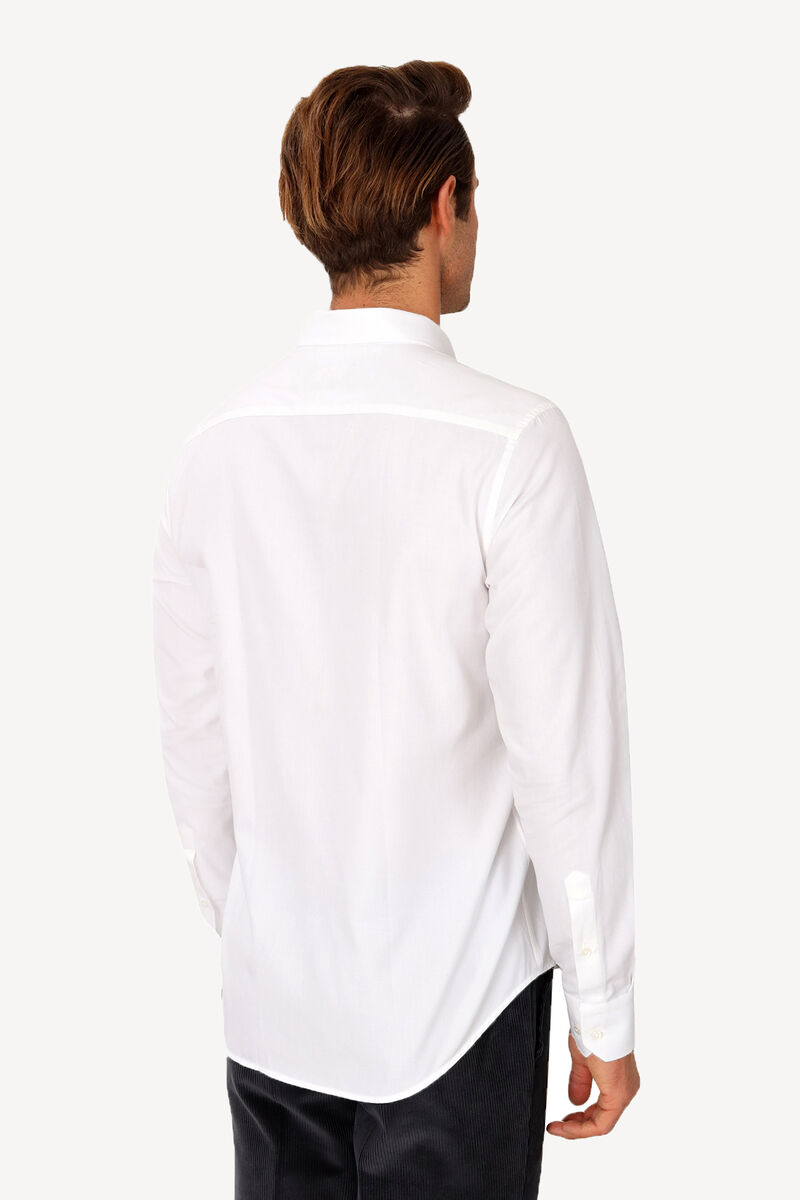 Erkek Beyaz Uzun Kol Slim Fit Gömlek - 4