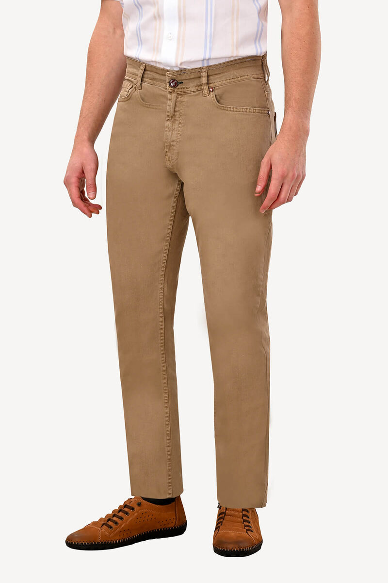 Erkek Camel Slim Fit Kanvas Pantolon - 3
