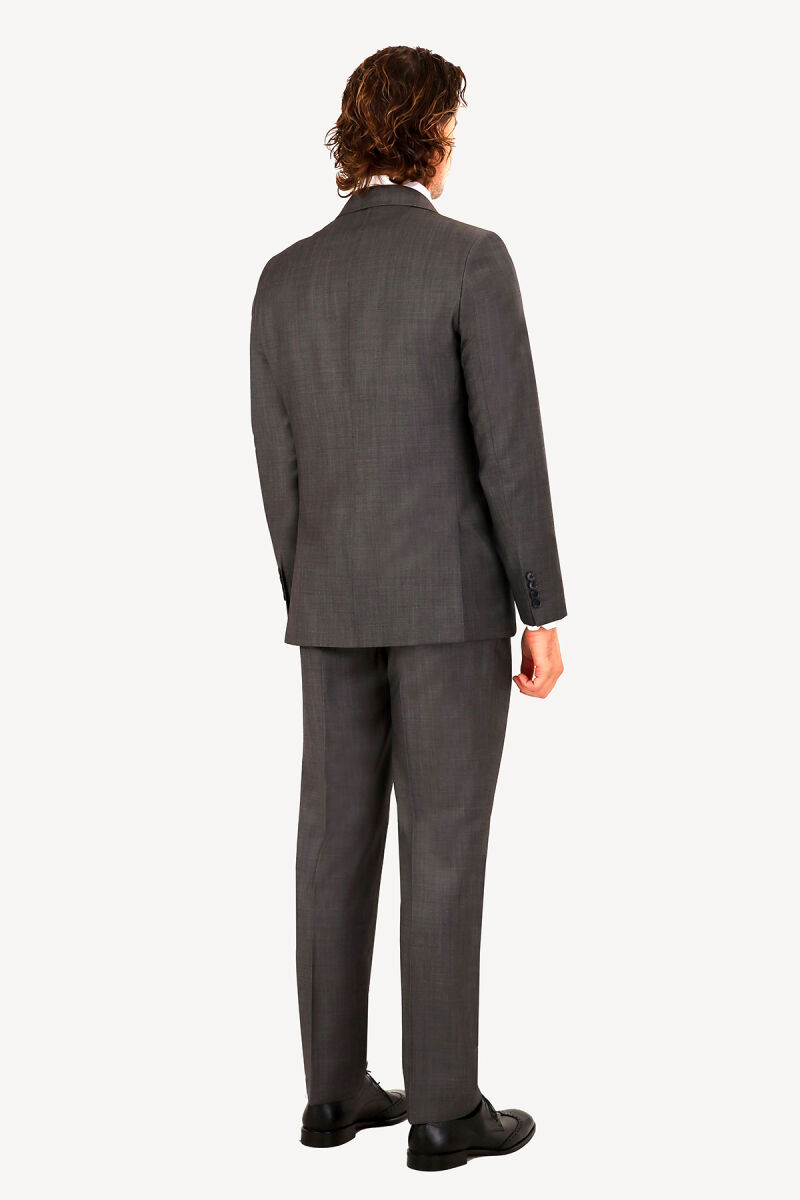 Erkek Gri Regular Fit Kruvaze Takım Elbise - 5