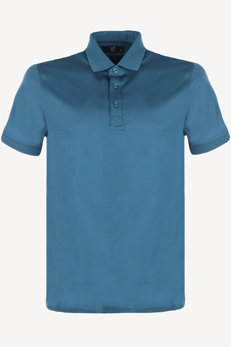 Erkek İndigo Mavi Polo Yaka Regular Fit Tshirt - 1