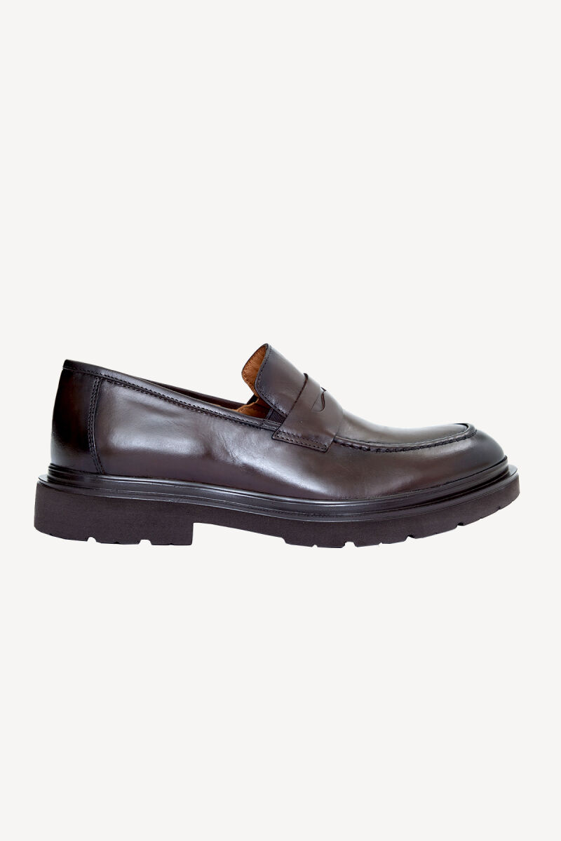 Erkek Kahverengi Deri Klasik Ayakkabı - 1
