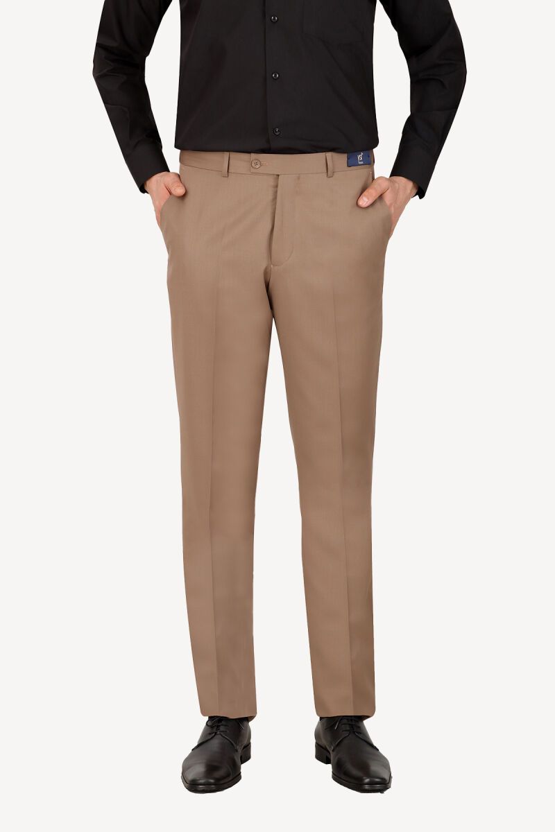 Erkek Kahverengi Klasik Kumaş Pantolon - 1