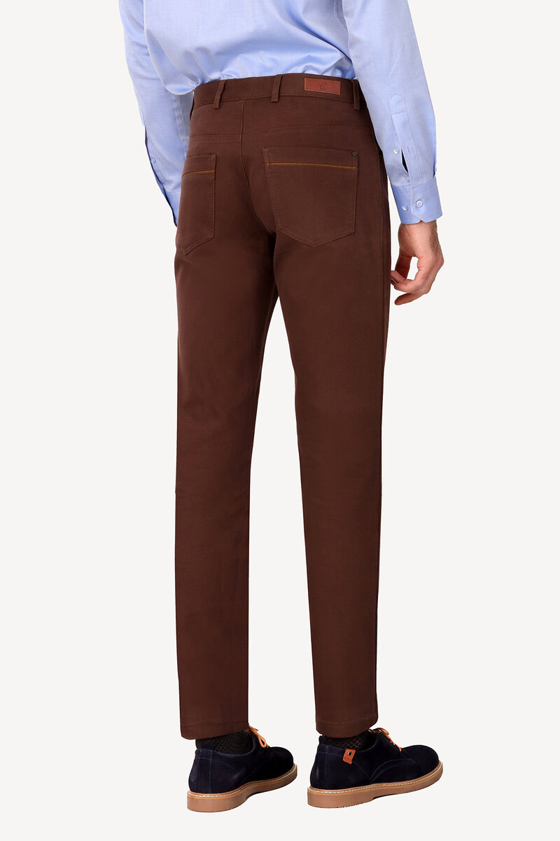 Erkek Kahverengi Regular Fıt Kanvas Spor Desenli Pantolon - 3