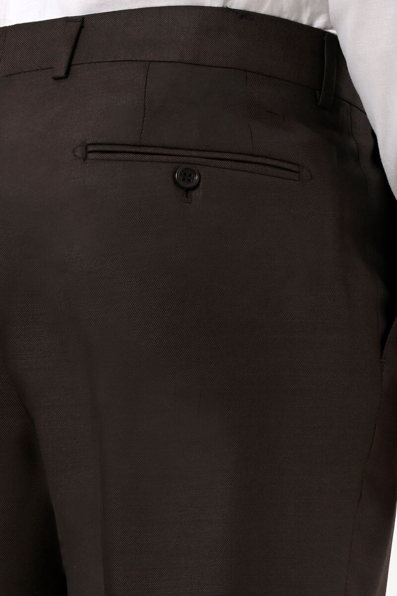 Erkek Kahverengi Yan Cep Regular Fit Kumaş Pantolon - 4
