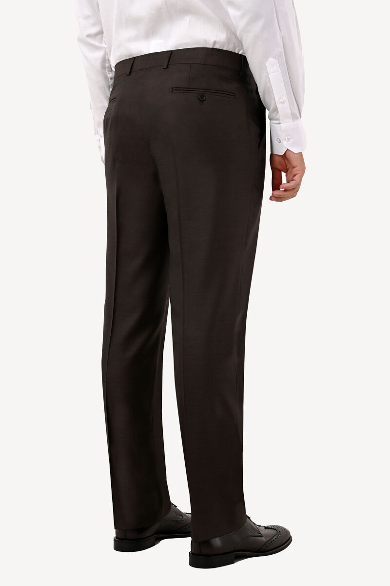 Erkek Kahverengi Yan Cep Regular Fit Kumaş Pantolon - 3