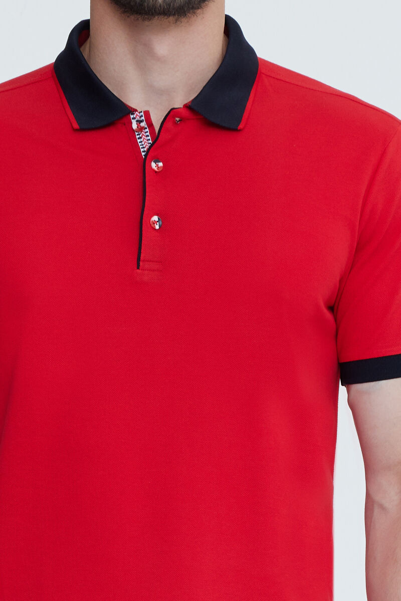 Erkek Kırmızı Polo Yaka T-shirt - 4
