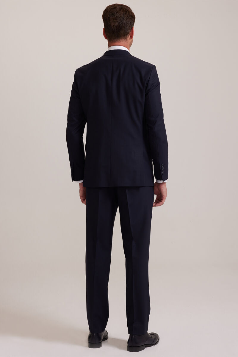 Erkek Koyu Lacivert Regular Fit Çift Yırtmaç Takım Elbise - 6