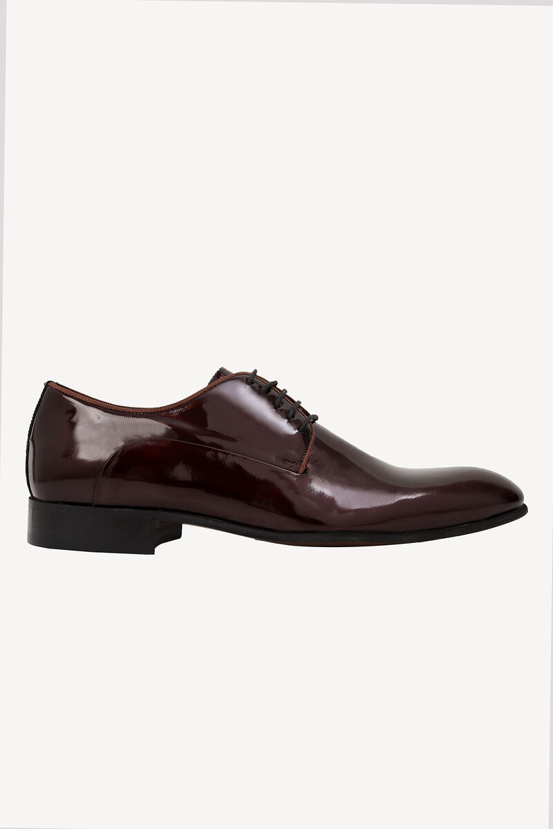Erkek Lacivert Bordo Bağcıklı Klasik Rugan Ayakkabı - 1