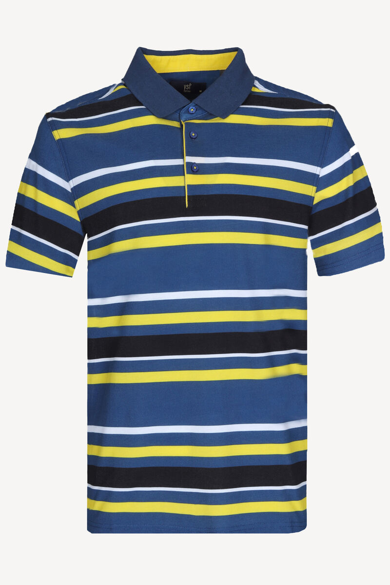 Erkek Lacivert Çizgili Polo Yaka Regular Fit Tshirts - 1