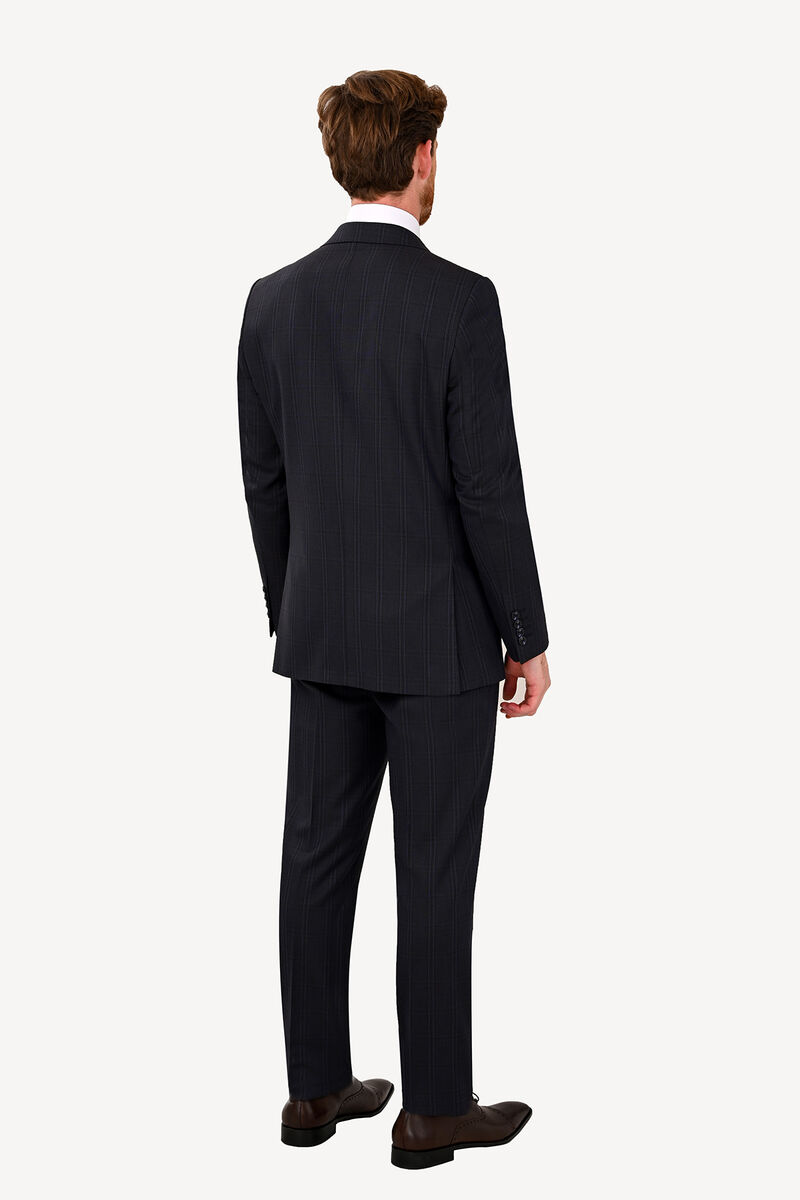 Erkek Lacivert Regular Fit Çift Yırtmaçlı Takım Elbise - 6