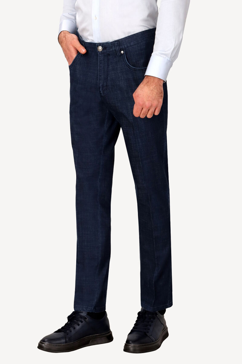 Erkek Lacivert Regular Fit Kot Pantolon - 2