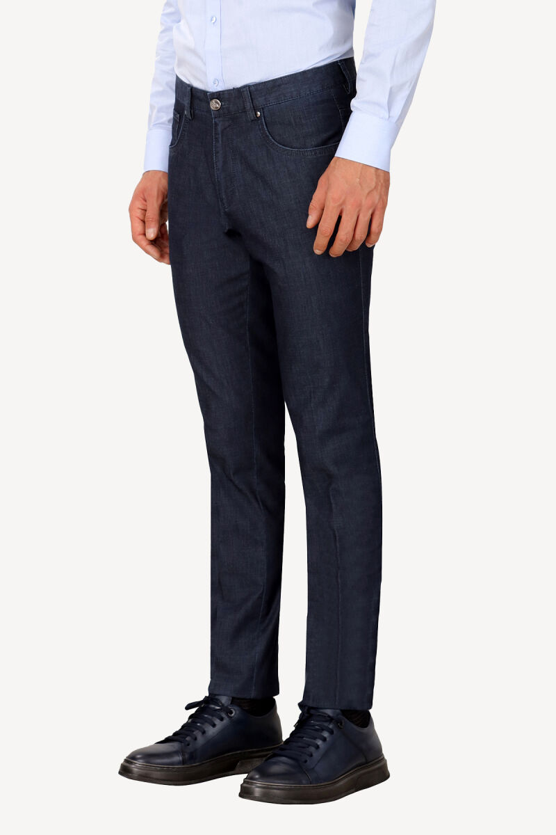 Erkek Lacivert Spor Kot Regular Fit Cotton Pantolon - 2