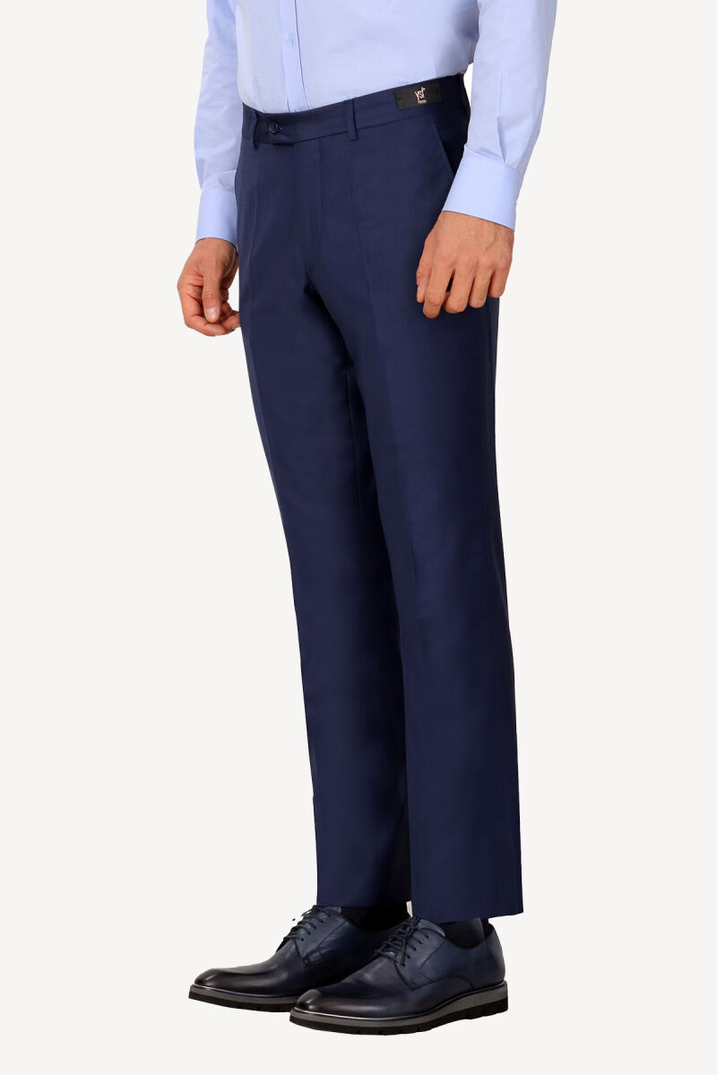 Erkek Lacivert Yünlü Klasik Kumaş Pantolon - 3