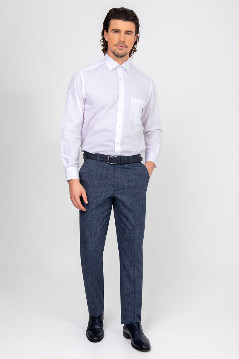 Erkek Mavi Regular Fit Kumaş Pantolon - 1