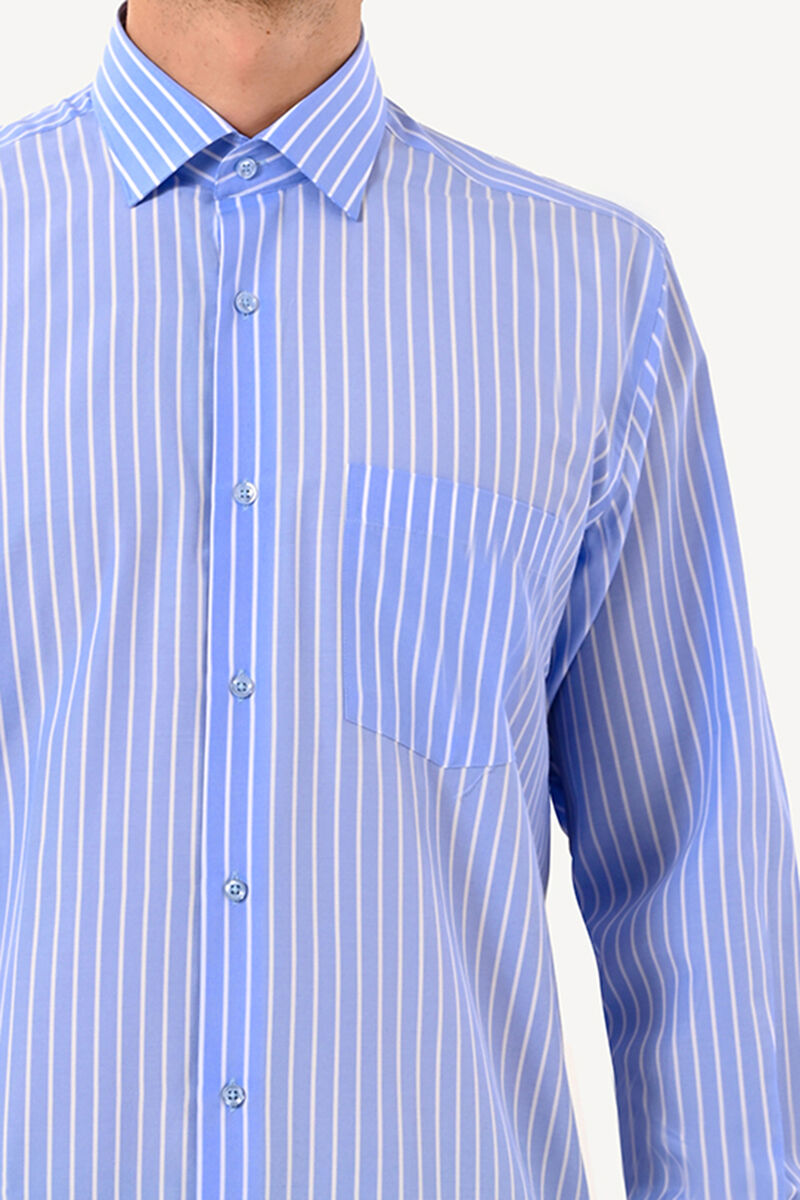 Erkek Mavi Uzun Kol Regular Fit Gömlek - 4