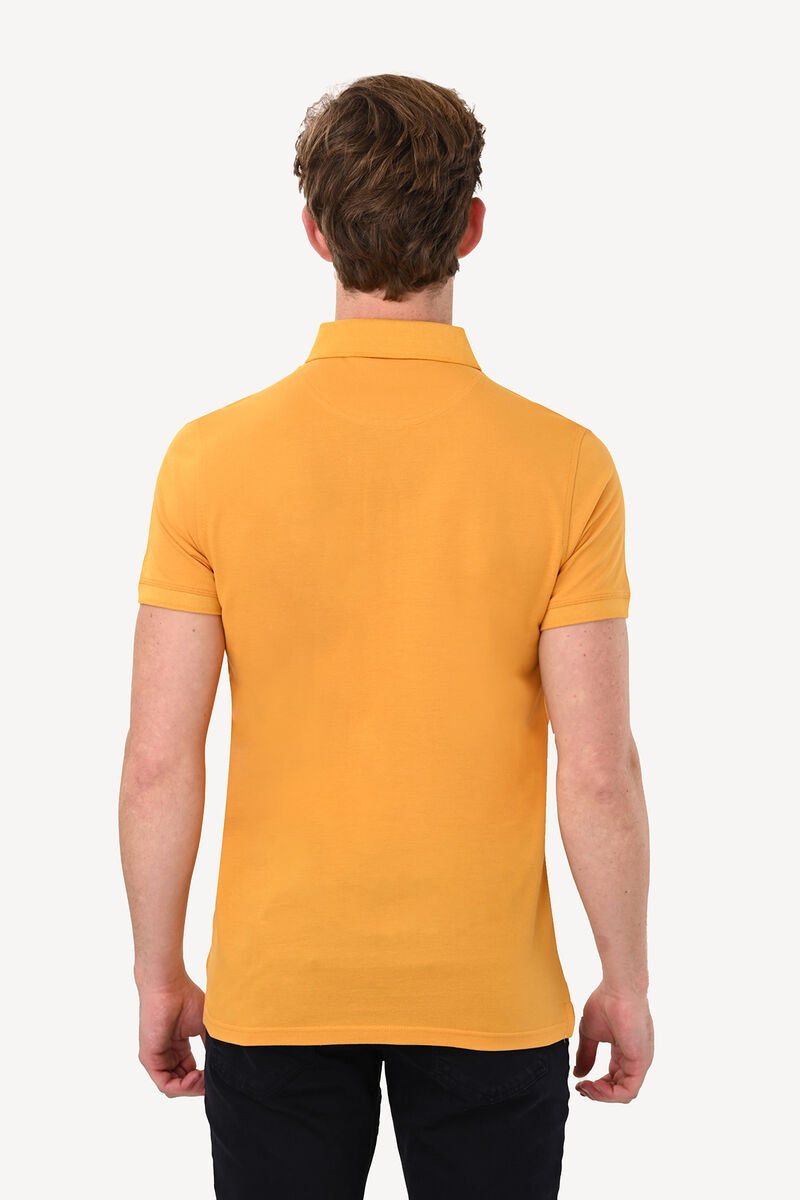 Erkek Sarı Slim Fit Polo Yaka Tshirt - 4