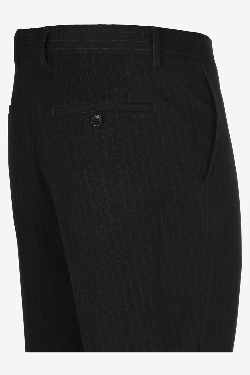 Erkek Siyah Çizgili Flanel Regular Fit Kumaş Pantolon - 2
