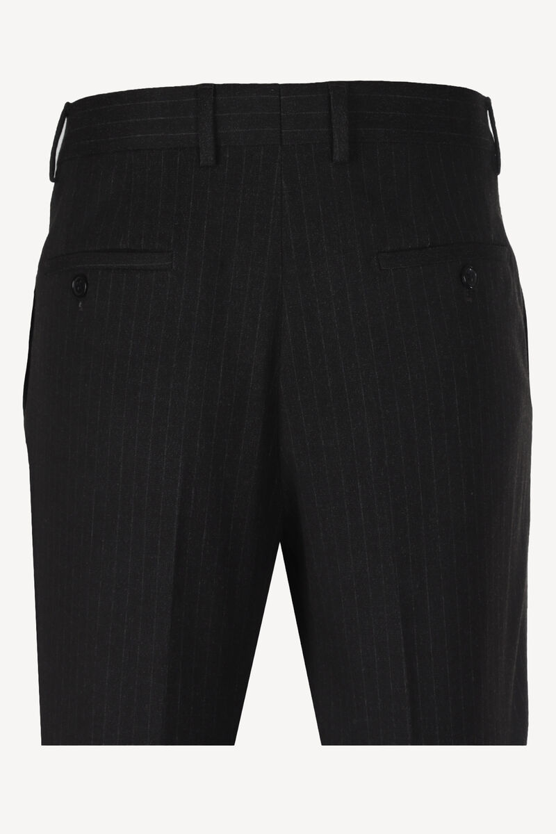 Erkek Siyah Çizgili Flanel Regular Fit Kumaş Pantolon - 3
