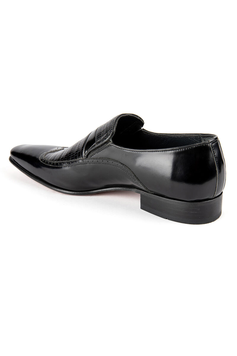 Erkek Siyah Desenli Rugan Ayakkabı - 4