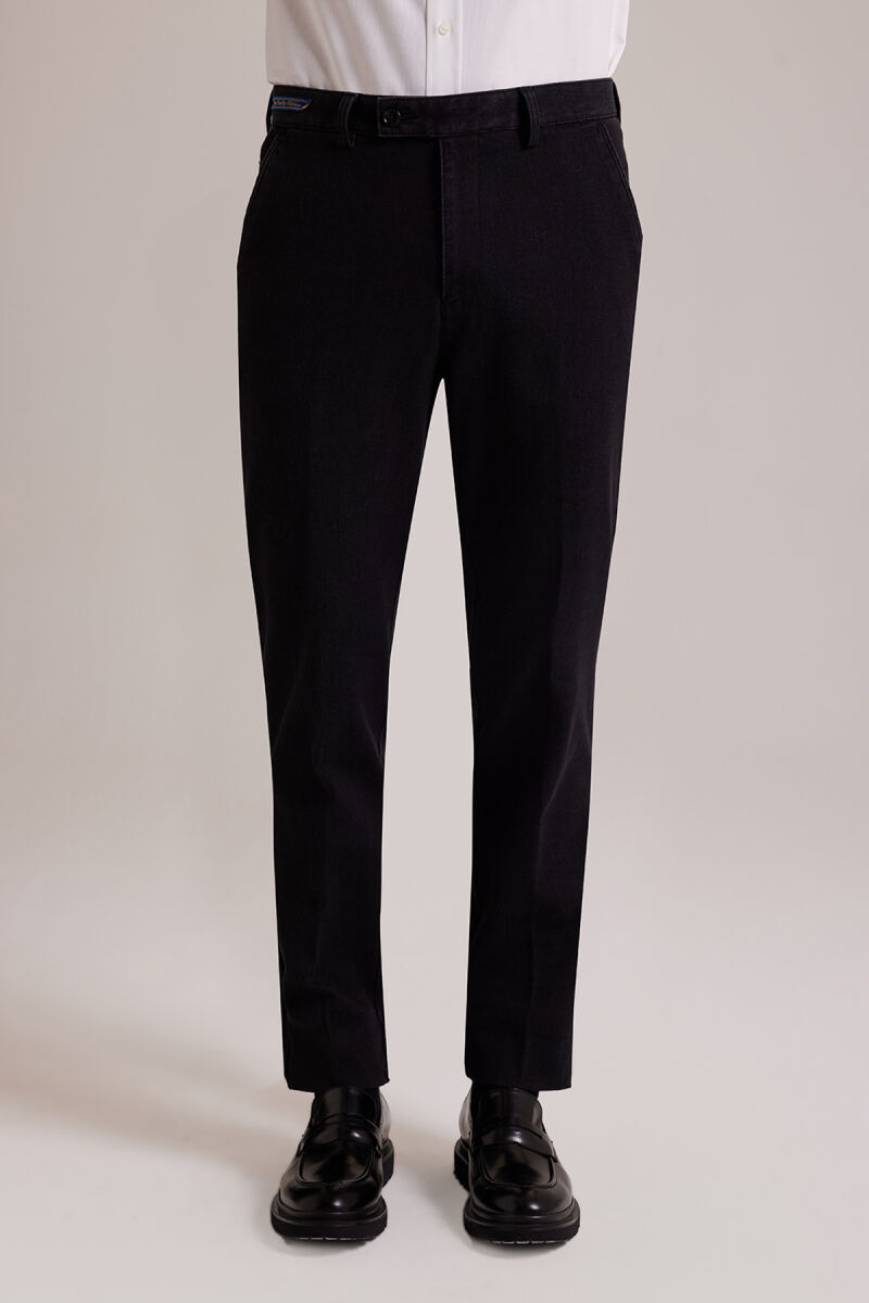 Erkek Siyah Düz Regular Fit Kot Pantolon - 3