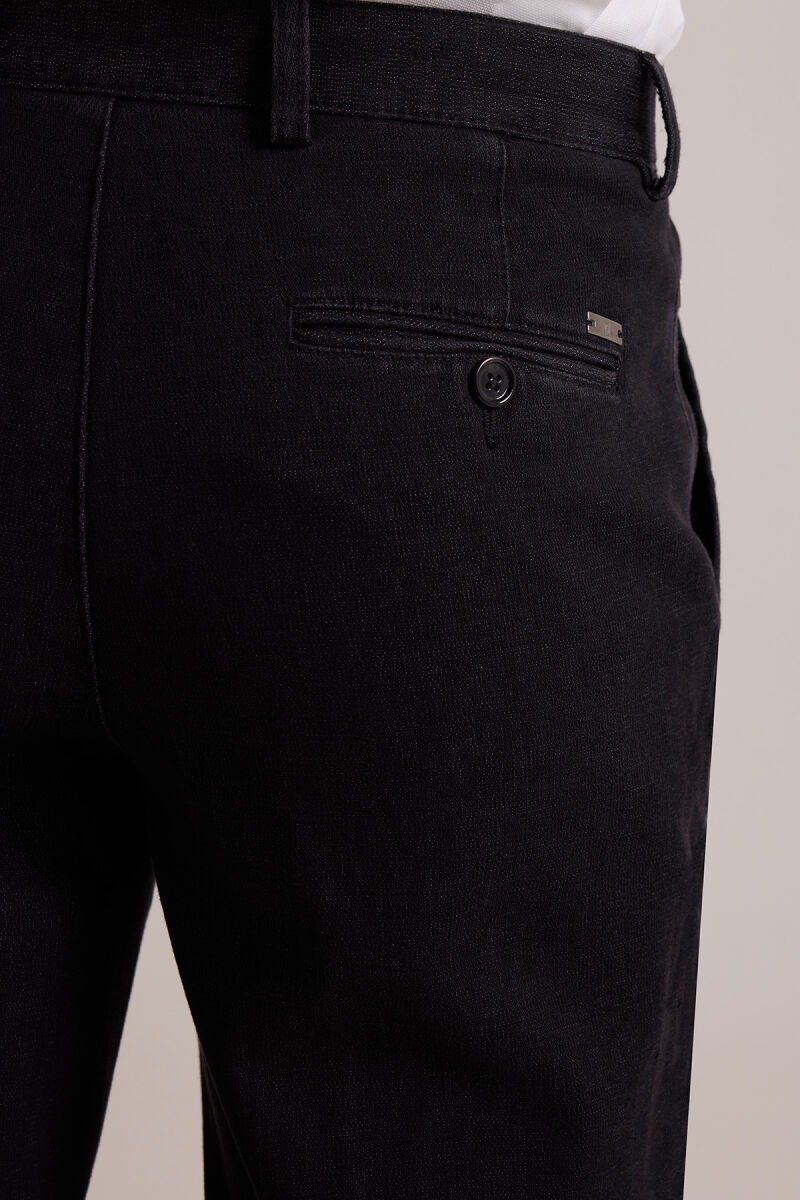 Erkek Siyah Düz Regular Fit Kot Pantolon - 5