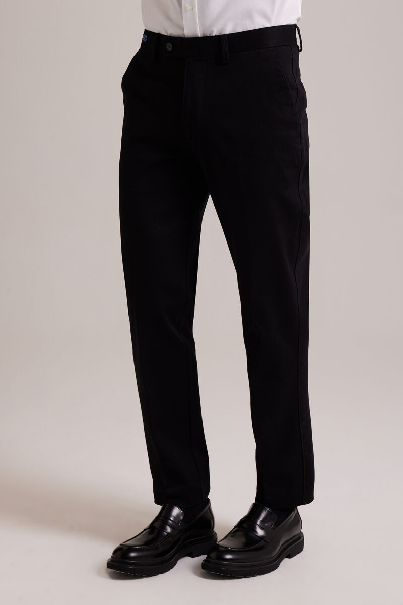 Erkek Siyah Düz Regular Fit Spor Kanvas Pantolon - 1