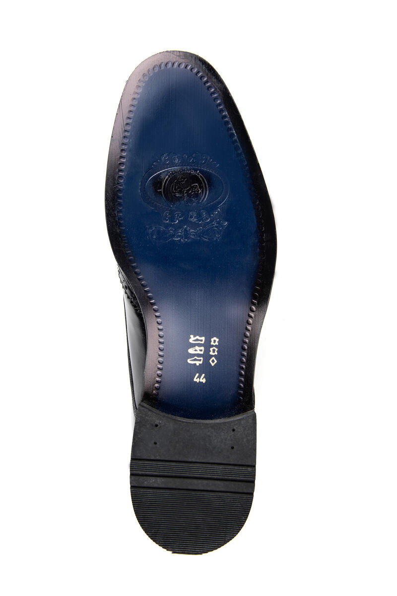Erkek Siyah Klasik Bağcıklı Desenli Rugan Ayakkabı - 5