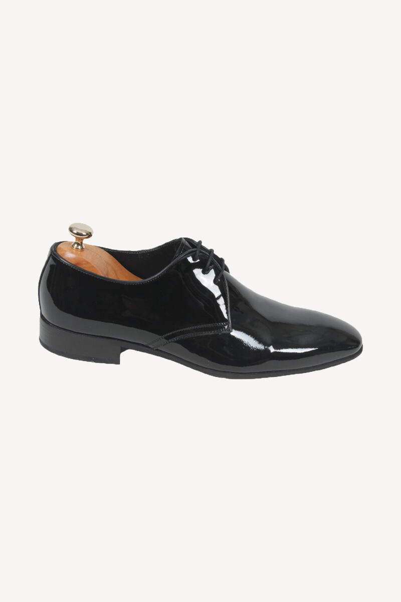 Erkek Siyah Klasik Bağcıklı Rugan Ayakkabı - 4