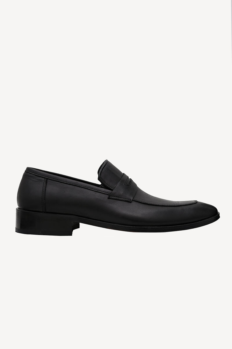 Erkek Siyah Klasik Bağcıksız Ayakkabı - 1