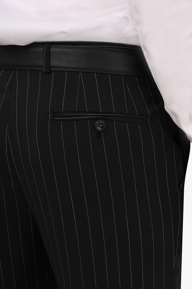 Erkek Siyah Kruvaze Regular Fit Takım Elbise - 5