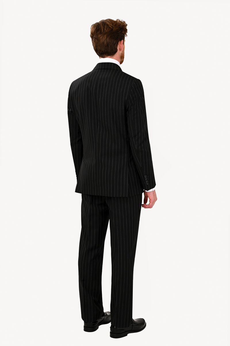Erkek Siyah Kruvaze Regular Fit Takım Elbise - 6