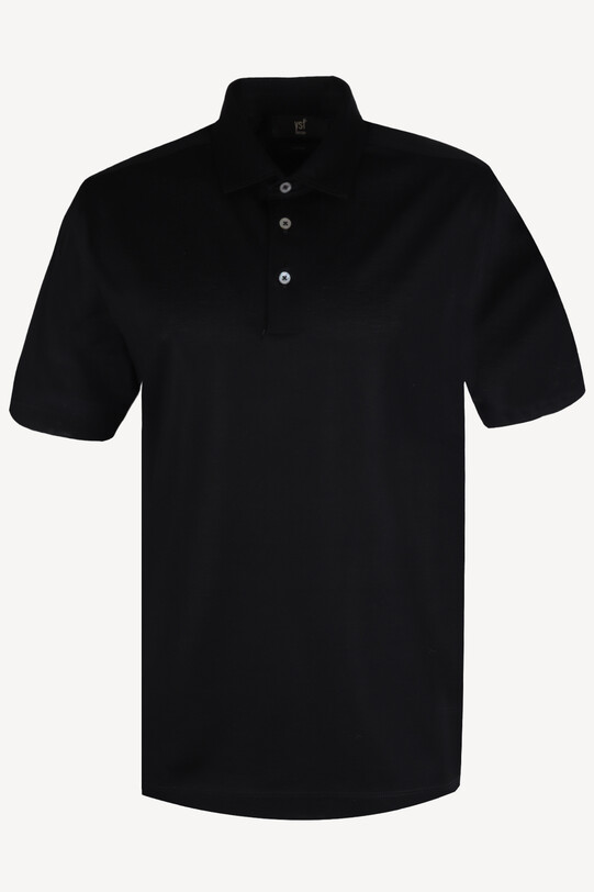 Erkek Siyah Polo Yaka Regular Fit Desenli Tshirt
