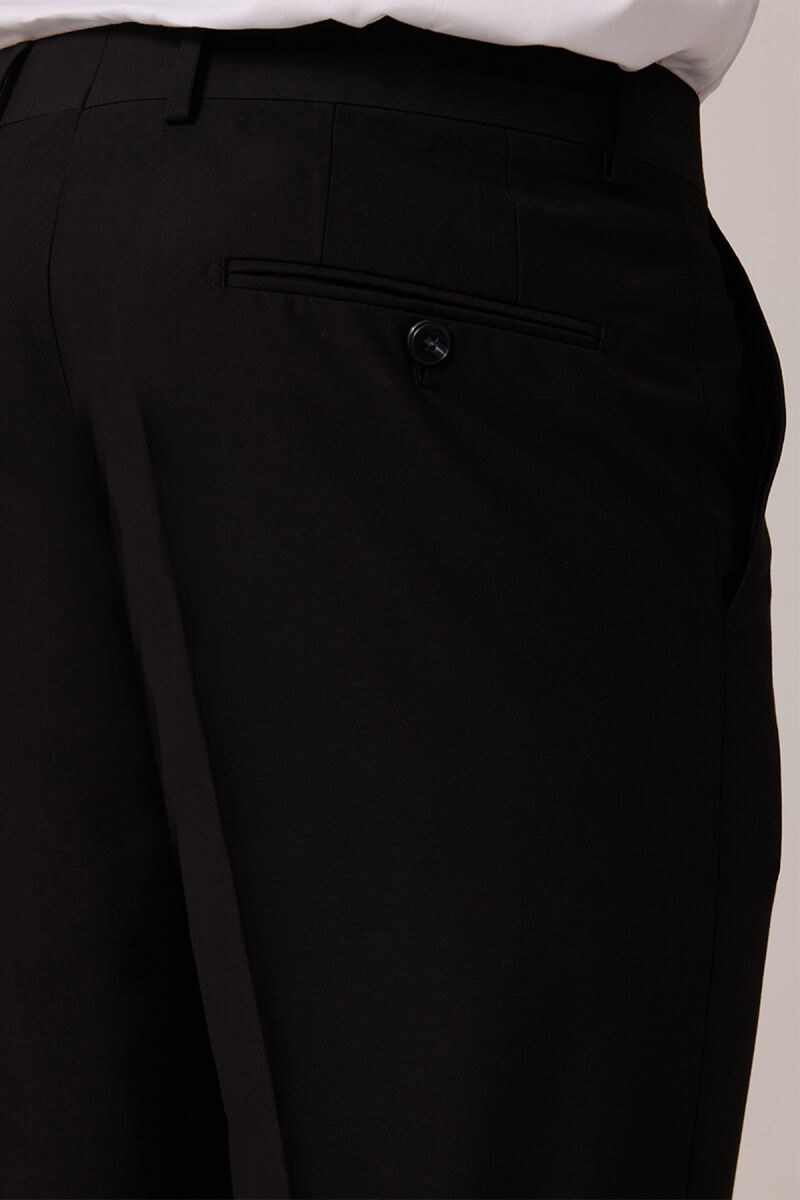 Erkek Siyah Regular Fit Çift Yırtmaç %100 Yün Takım Elbise - 8