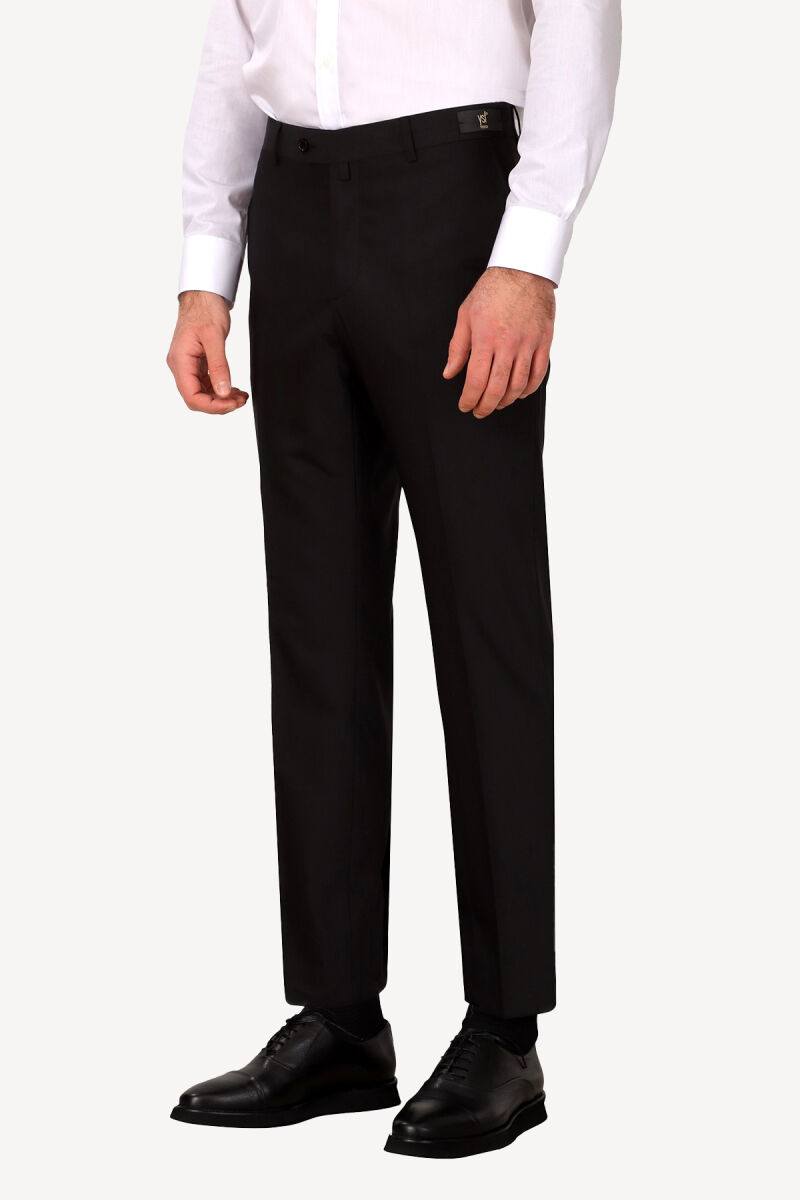 Erkek Siyah Regular Fit Kumaş Pantolon - 2