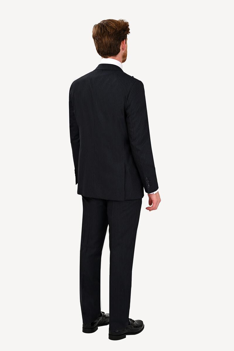 Erkek Siyah Regular Fit Sivri Yaka Yelekli Takım Elbise - 5