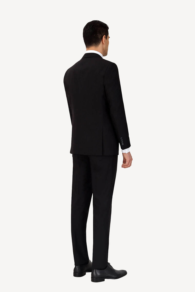 Erkek Siyah Slim Fit %100 Yün Takım Elbise - 5